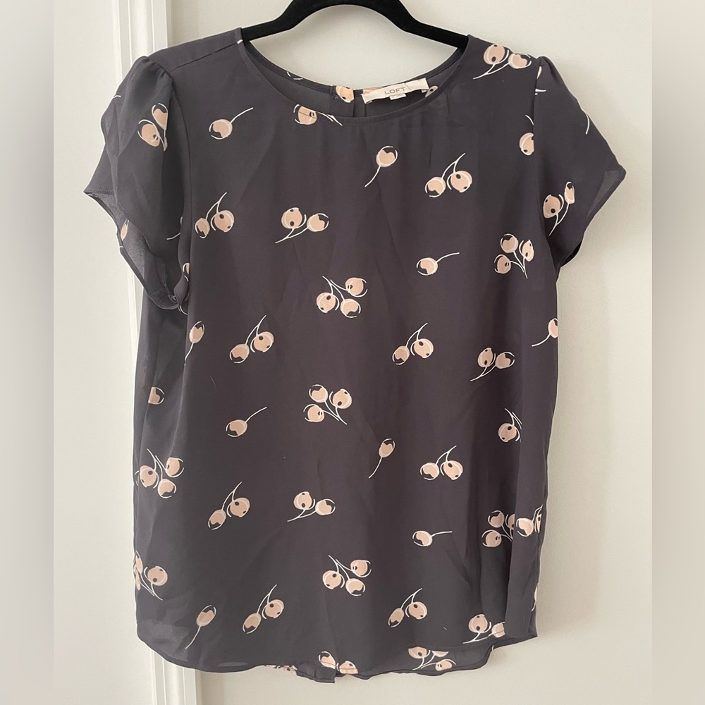 Loft Cherry Flutter Sleeve Top